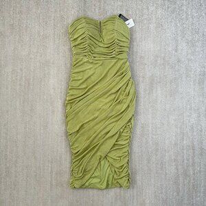NWT ASOS Rare London Strapless Lime Green Wrap Midi Dress 6